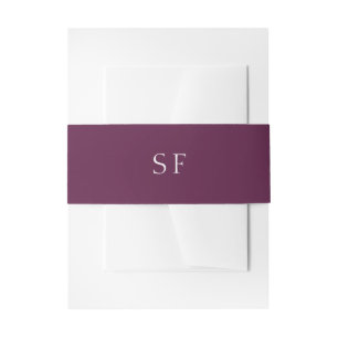 Bandeau De Faire-part Mariage d'automne élégant avec monogramme de prune