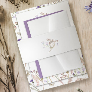 Bandeau De Faire-part mariage de automne monogramme fleur sauvage aquare