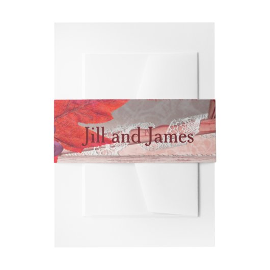 Bandeau De Faire-part Mariage de beauté rouge (Devant example)