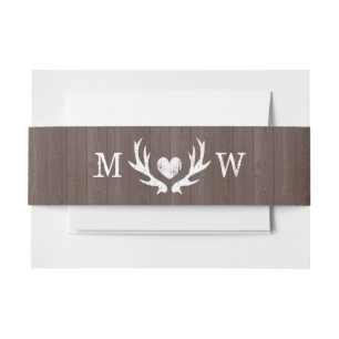 Bandeau De Faire-part mariage de bois de cerf de bois monogramme vintage