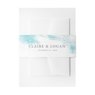 Bandeau De Faire-part Mariage de bord de mer aux vagues bleues éclabouss