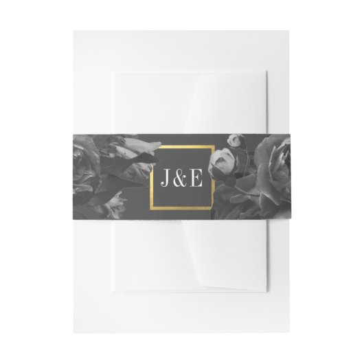 Bandeau De Faire-part Mariage de bouquet Black Gold Rose (Devant example)