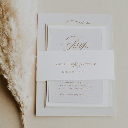 Bandeau De Faire-part Mariage de calligraphie romantique d'or