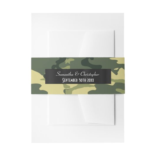 Bandeau De Faire-part Mariage de camouflage de l'armée verte (Devant example)