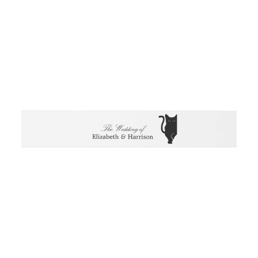 Bandeau De Faire-part Mariage de chat noir Whimsical moderne (Plat)