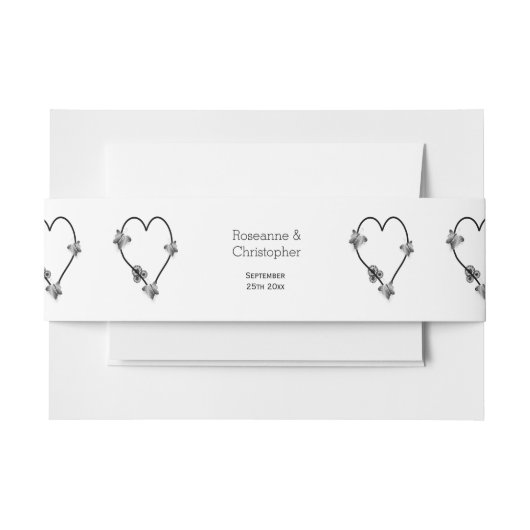 Bandeau De Faire-part Mariage de conception cardiaque du papillon noir e (Devant Example)