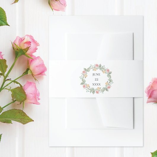 Bandeau De Faire-part Mariage de couronnes roses roses rose