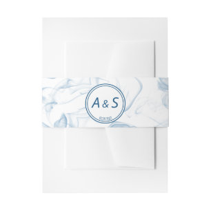 Bandeau De Faire-part Mariage de date initiale minimaliste bleu blanc cl