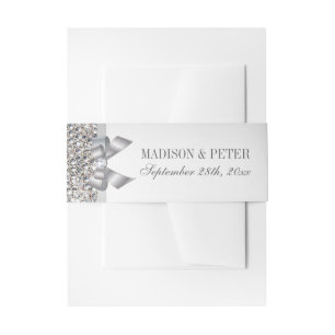 Bandeau De Faire-part Mariage de de Bow Sequins Argent Faux