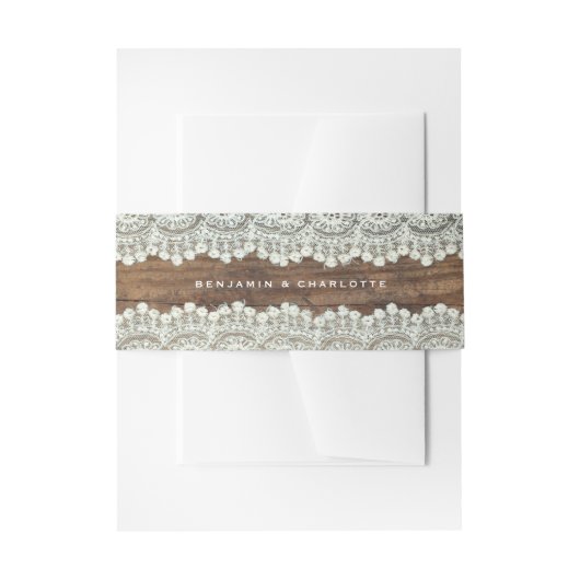 Bandeau de faire-part | Mariage de dentelle en boi (Devant example)