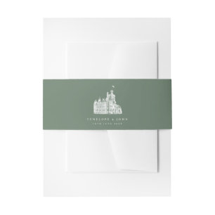 Bandeau De Faire-part Mariage de Destination au Château Vintage Vert Sau