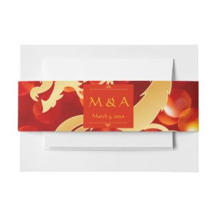 Bandeau De Faire-part Mariage de dragon rouge et or