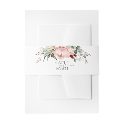 Bandeau De Faire-part Mariage de feuillage rose pâle et teintes de la Te (Devant example)