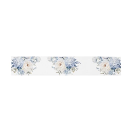 Bandeau De Faire-part Mariage de fleurs bleues et blanches (Plat)