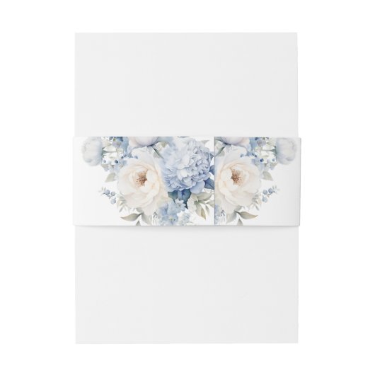 Bandeau De Faire-part Mariage de fleurs bleues et blanches (Dos Example)