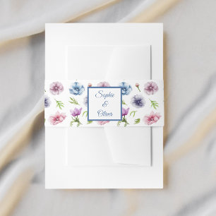 Bandeau De Faire-part Mariage de fleurs d'anémone aquarelle