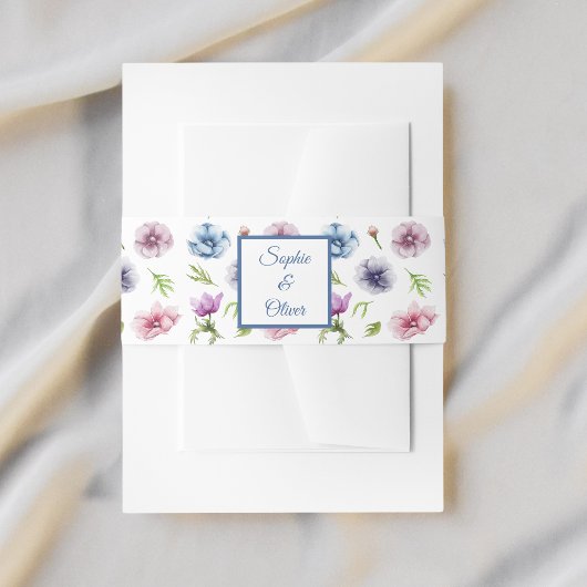 Bandeau De Faire-part Mariage de fleurs d'anémone aquarelle