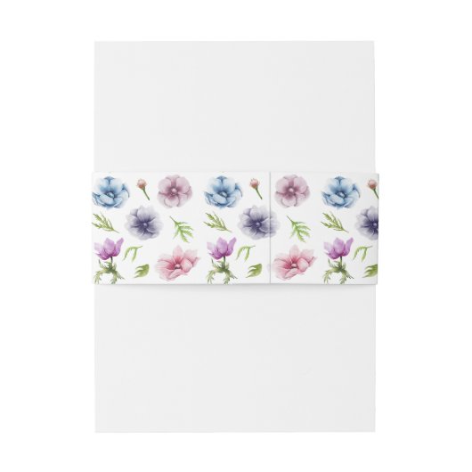 Bandeau De Faire-part Mariage de fleurs d'anémone aquarelle (Dos Example)