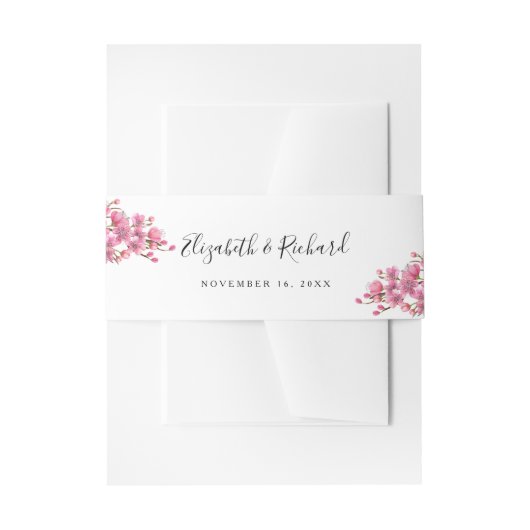 Bandeau De Faire-part Mariage de fleurs de cerisiers roses (Devant example)