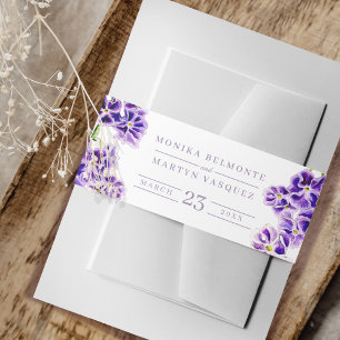 Bandeau De Faire-part Mariage de fleurs de ciel violet et blanc