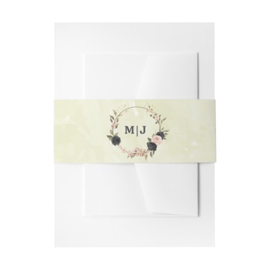 Bandeau De Faire-part mariage de fleurs roses noires (Devant example)