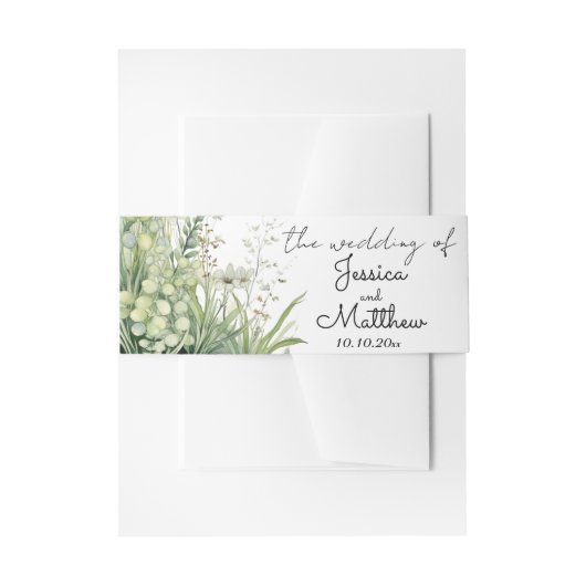 Bandeau De Faire-part Mariage de fleurs vertes Dusty (Devant example)