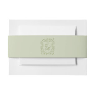 Bandeau De Faire-part Mariage de Jardin Monogramme Crête Vert Sauge