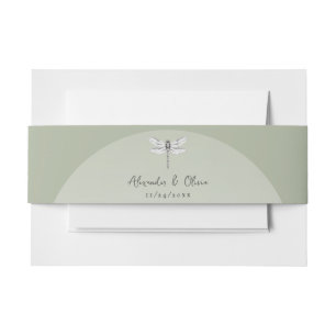 Bandeau De Faire-part Mariage de libellules de Sage Green