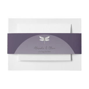 Bandeau De Faire-part Mariage de libellules violettes foncées