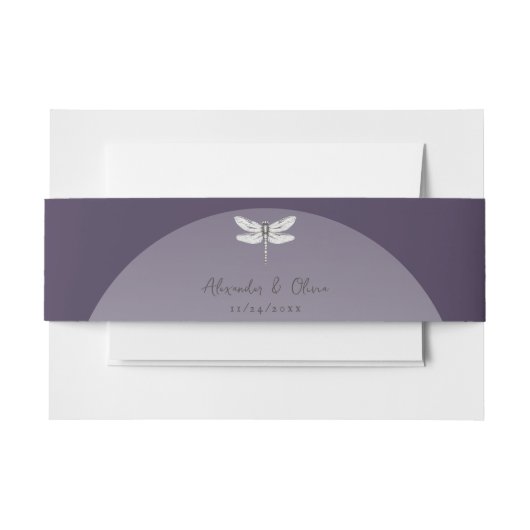 Bandeau De Faire-part Mariage de libellules violettes foncées (Devant Example)