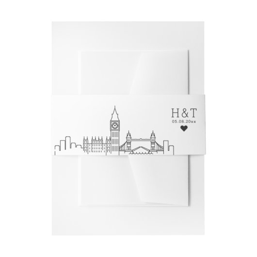 Bandeau De Faire-part Mariage de Londres | Monogramme stylisé Skyline (Devant example)