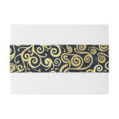 Bandeau De Faire-part Mariage de luxe chic bleu marine et or pour l'hive (Dos exemple)