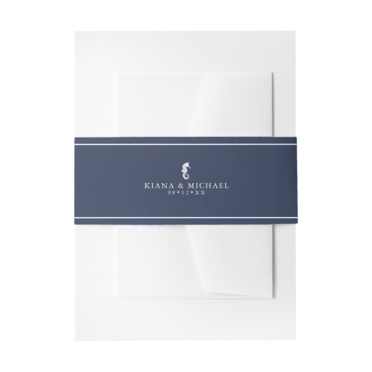 Bandeau De Faire-part Mariage de mer Blue Wave Wht/Navy ID836 (Devant example)
