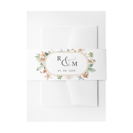 Bandeau De Faire-part Mariage de monogramme blanc beige ovale (Devant example)