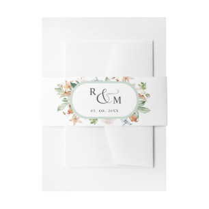 Bandeau De Faire-part Mariage de monogramme blanc vert ovale