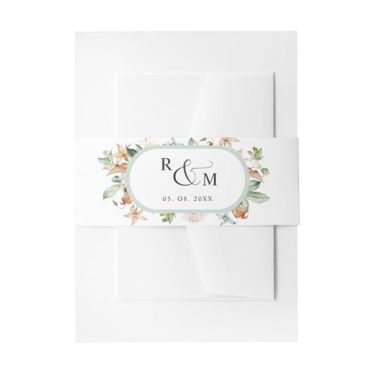 Bandeau De Faire-part Mariage de monogramme blanc vert ovale (Devant example)