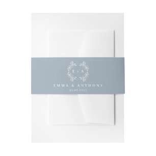Bandeau De Faire-part Mariage de monogramme bleu Dusty Vintage