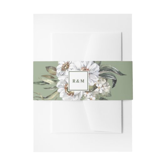 Bandeau De Faire-part Mariage de monogramme botanique blanc (Devant example)