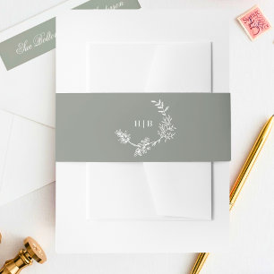 Bandeau De Faire-part Mariage de monogramme classique Sage Green Wreath