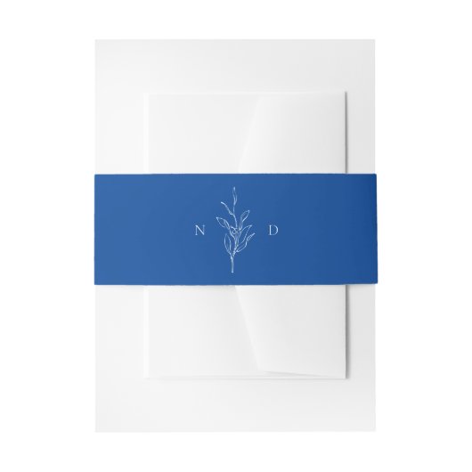 Bandeau De Faire-part Mariage de monogramme feuille bleu simple (Devant example)