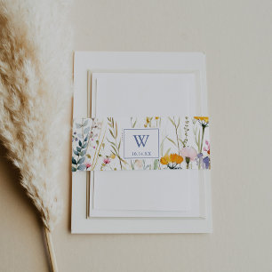 Bandeau De Faire-part Mariage de Monogramme Fleur sauvage multicolore mo
