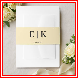 Bandeau De Faire-part Mariage de monogramme jaune beurre