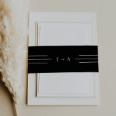 Bandeau De Faire-part Mariage de Monogramme noir Art Déco