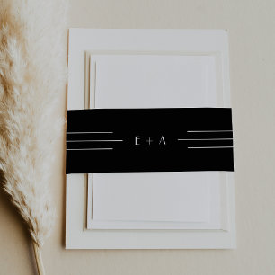 Bandeau De Faire-part Mariage de Monogramme noir Art Déco