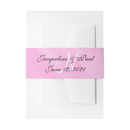 Bandeau De Faire-part Mariage de monogramme romantique rose pâle (Devant example)