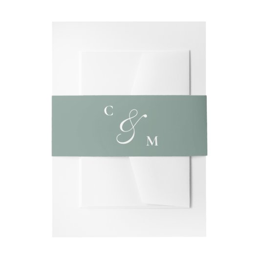 Bandeau De Faire-part Mariage de monogramme vert de la station Retro (Devant example)