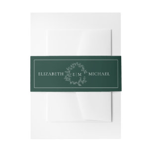 Bandeau De Faire-part Mariage de monogramme vert émeraude moderne