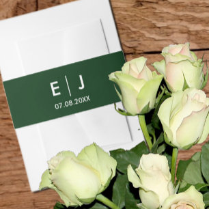 Bandeau De Faire-part Mariage de monogramme vert et blanc de la forêt fo