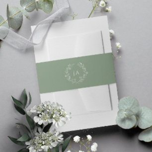 Bandeau De Faire-part Mariage de monogramme vert Sage