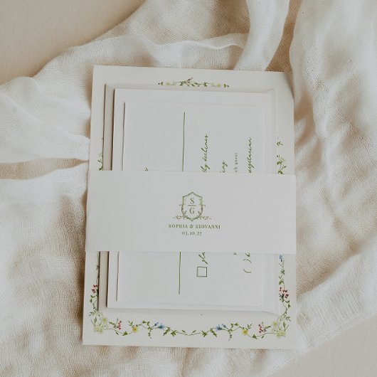 Bandeau De Faire-part MARIAGE de monographie Fleur sauvage VERONA